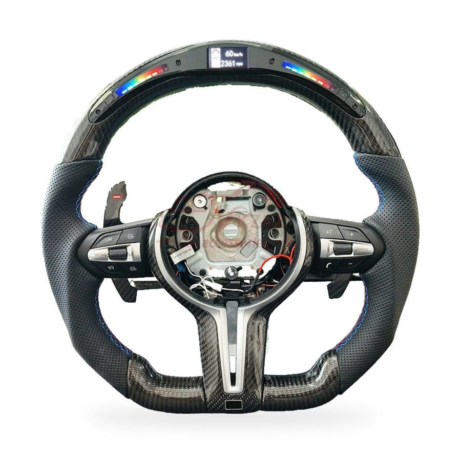 LED carbon fibre steering wheel with shift paddles